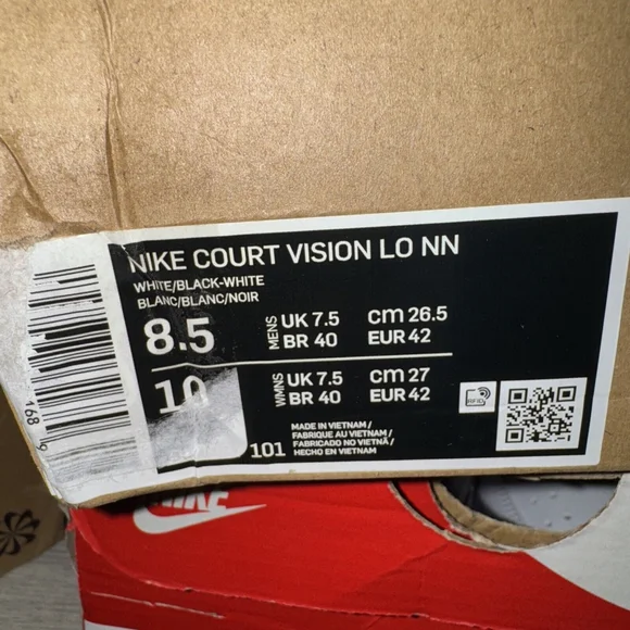 ❤️Nike  Court Vision Low Sneakers - White/Black/White - 8.5Men or Women’s 10 - Picture 7 of 10